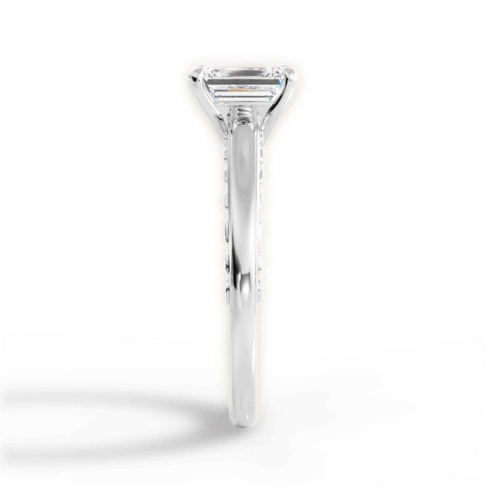 Annette Emerald Cut Lab Grown Diamond 14Kt White Gold Engagement Ring - View 4