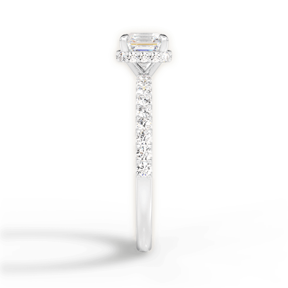 Isabella Asscher Cut Lab Grown Diamond 18Kt White Gold Engagement Ring - View 4
