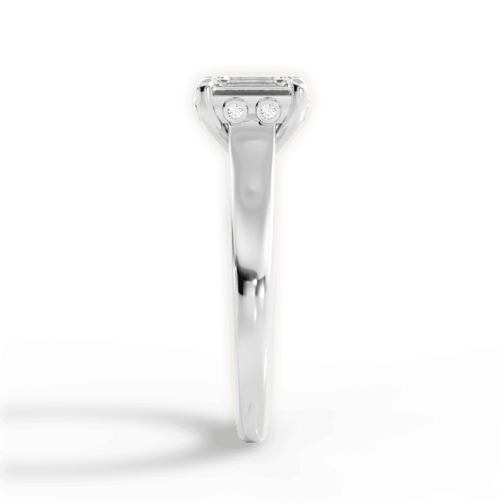 Carol Emerald Cut Lab Grown Diamond 18Kt White Gold Engagement Ring - View 4