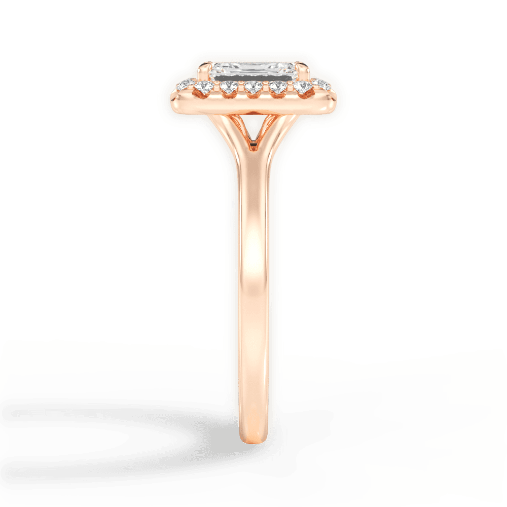 Geneva Emerald Cut Lab Grown Diamond 18Kt Rose Gold Engagement Ring - View 4