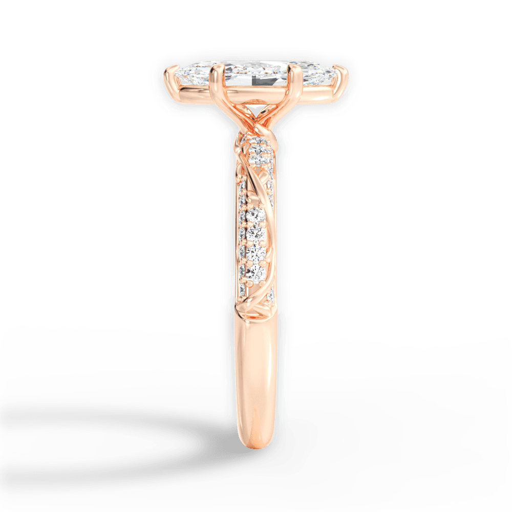 Gloria Marquise Cut Lab Grown Diamond 18Kt Rose Gold Engagement Ring - View 4