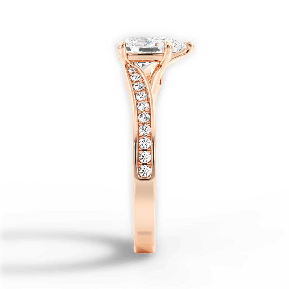 Elise Pear Cut Lab Grown Diamond 18Kt Rose Gold Engagement Ring - View 2