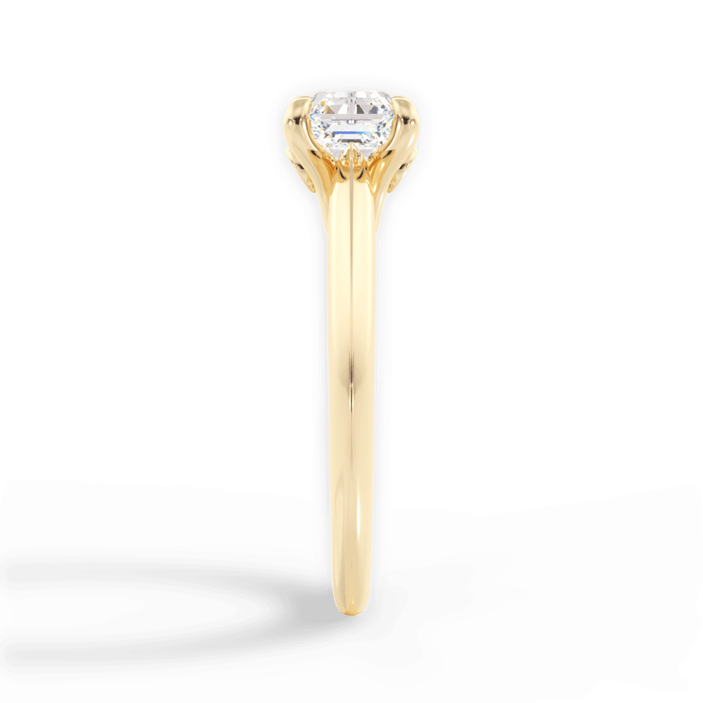 Diana Asscher Cut Lab Grown Diamond 18Kt Yellow Gold Engagement Ring - View 2