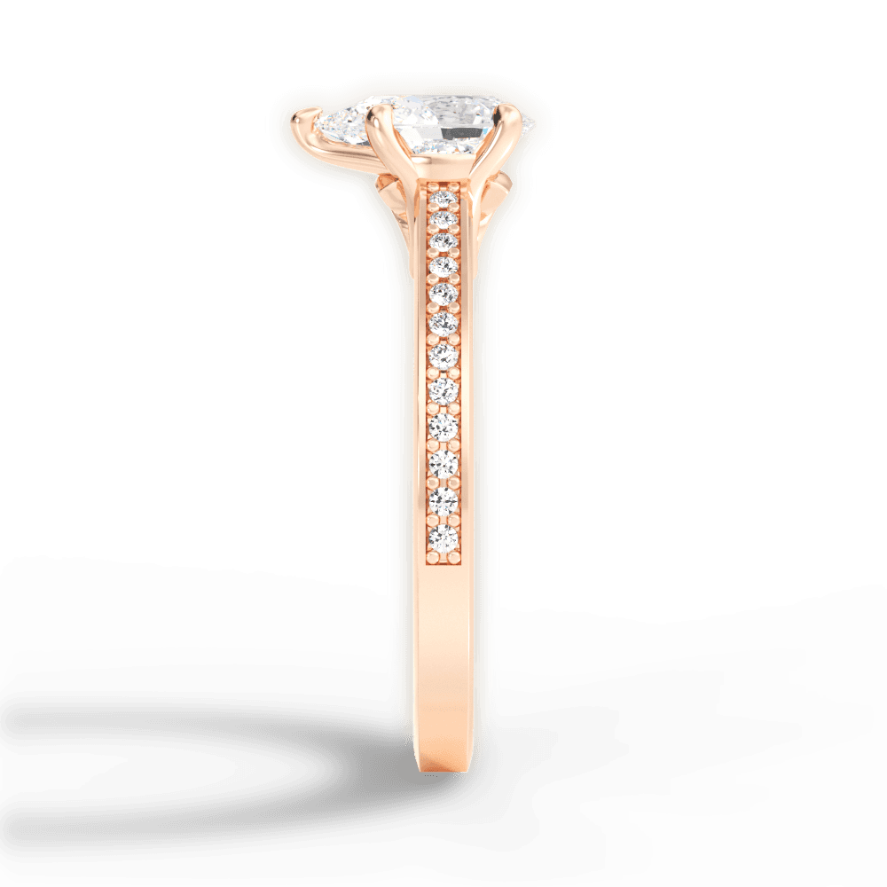 Donna Pear Cut Lab Grown Diamond 18Kt Rose Gold Engagement Ring - View 3