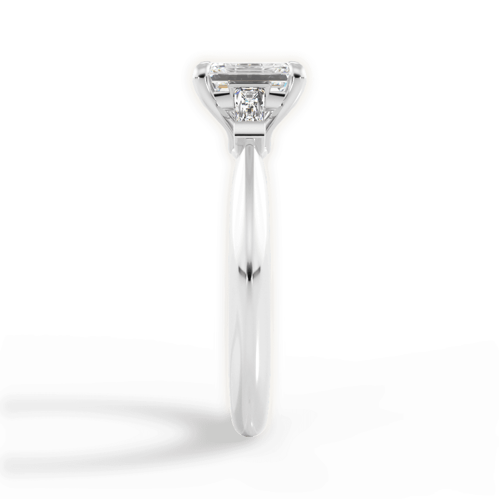Emily Emerald Cut Lab Grown Diamond Platinum Engagement Ring - View 4