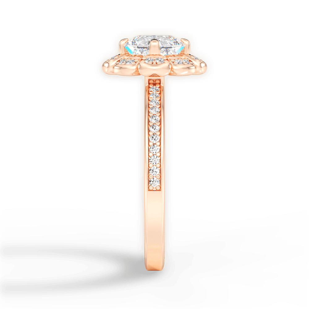 Hayley Asscher Cut Lab Grown Diamond 18Kt Rose Gold Engagement Ring - View 2