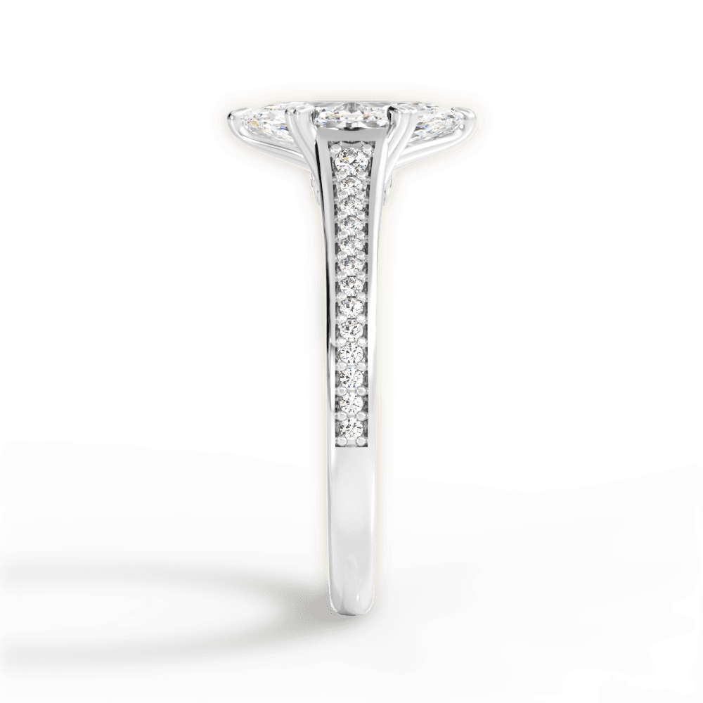 Delia Marquise Cut Lab Grown Diamond 14Kt White Gold Engagement Ring - View 4