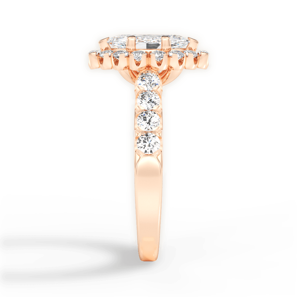 Lacey Marquise Cut Lab Grown Diamond 18Kt Rose Gold Engagement Ring - View 3