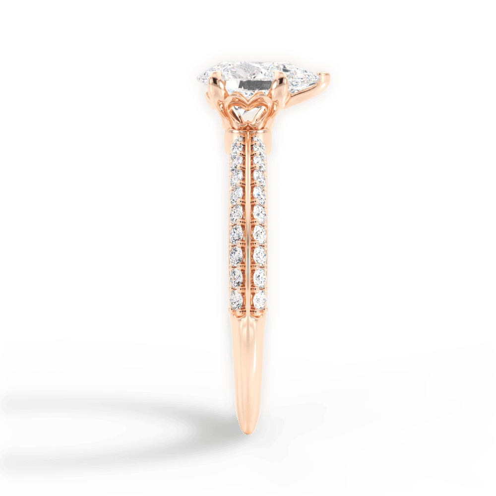Gail Pear Cut Lab Grown Diamond 18Kt Rose Gold Engagement Ring - View 3