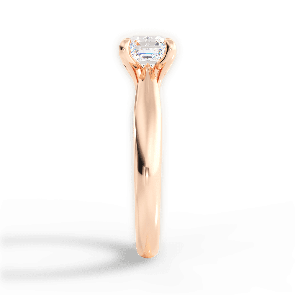 Dolores Asscher Cut Lab Grown Diamond 18Kt Rose Gold Engagement Ring - View 3