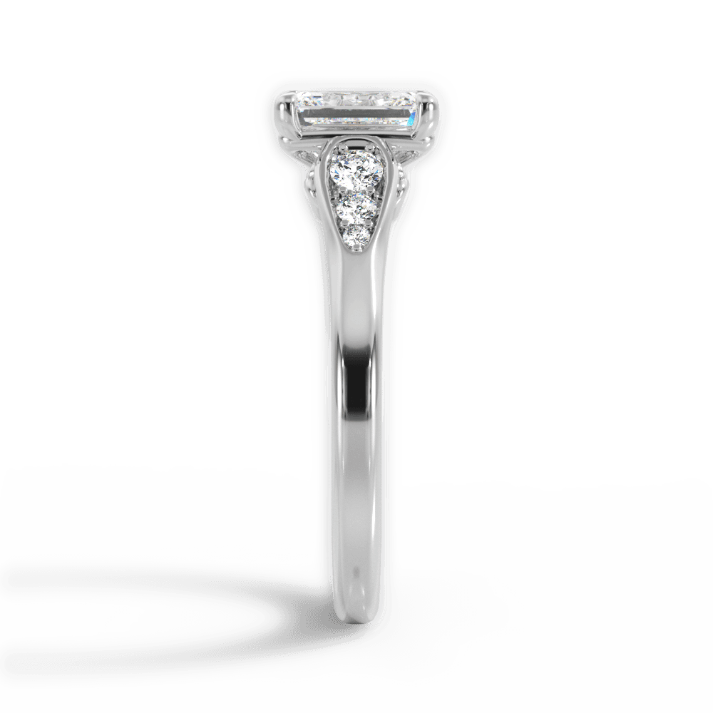 Cecilia Emerald Cut Lab Grown Diamond Platinum Engagement Ring - View 2