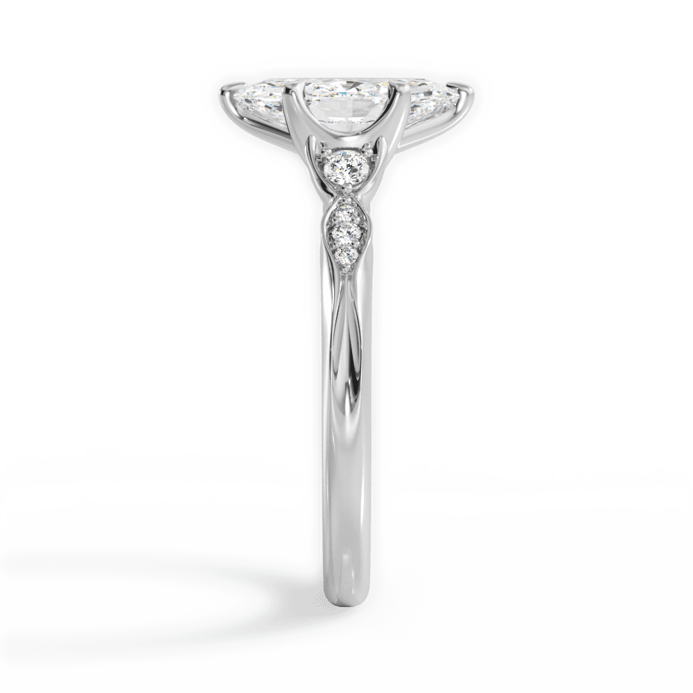 Cassie Marquise Cut Lab Grown Diamond 18Kt White Gold Engagement Ring - View 3