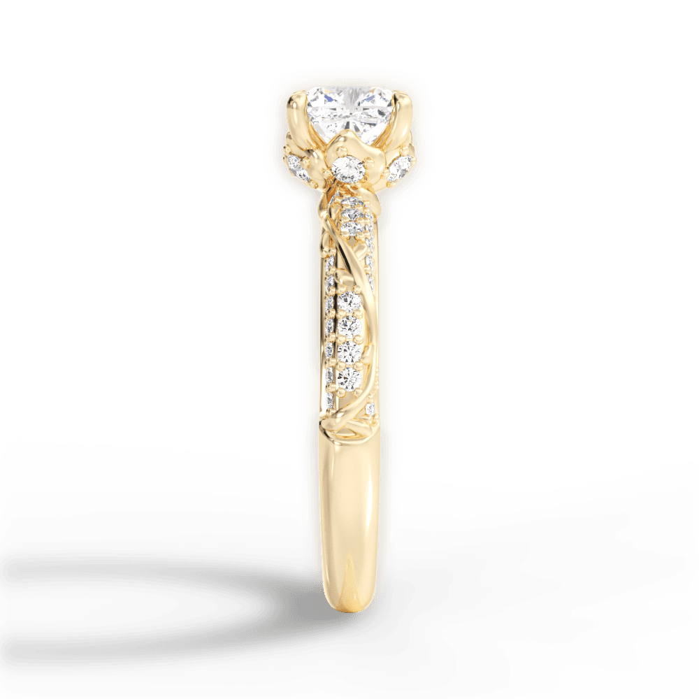 Josephine Cushion Cut Lab Grown Diamond 18Kt Yellow Gold Engagement Ring - View 3