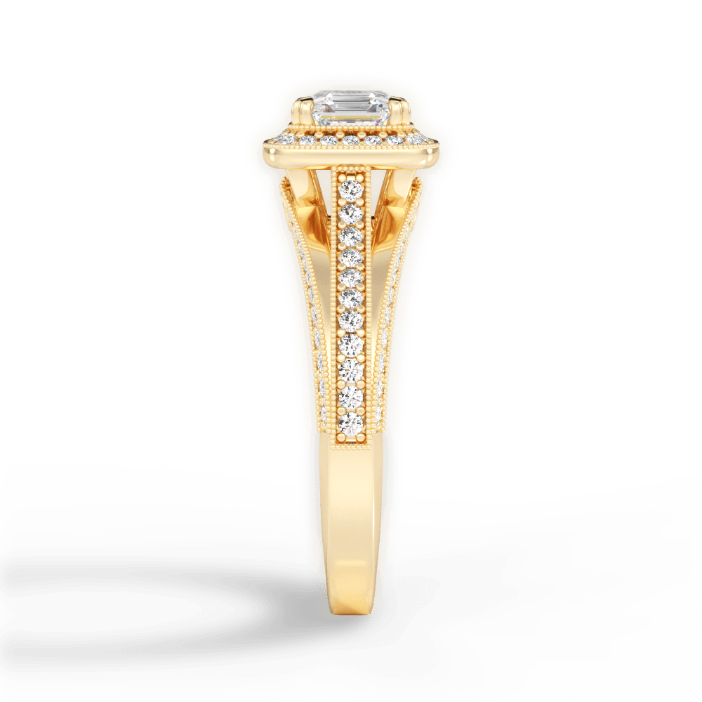 Lillian Asscher Cut Lab Grown Diamond 18Kt Yellow Gold Engagement Ring - View 3