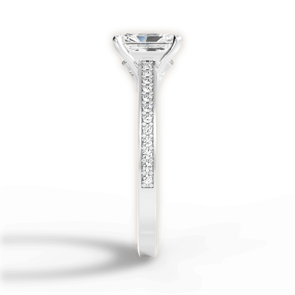 Donna Radiant Cut Lab Grown Diamond Platinum Engagement Ring - View 4