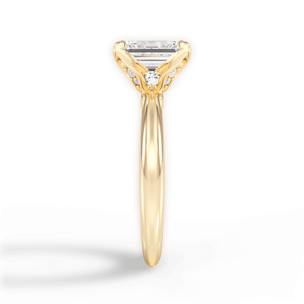 Elaine Emerald Cut Lab Grown Diamond 18Kt Yellow Gold Engagement Ring - View 3