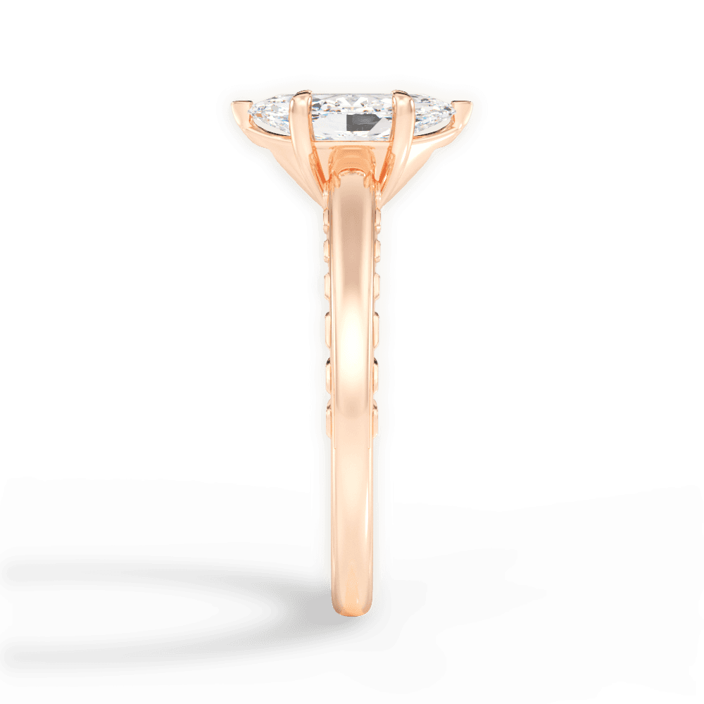 Annette Marquise Cut Lab Grown Diamond 18Kt Rose Gold Engagement Ring - View 4