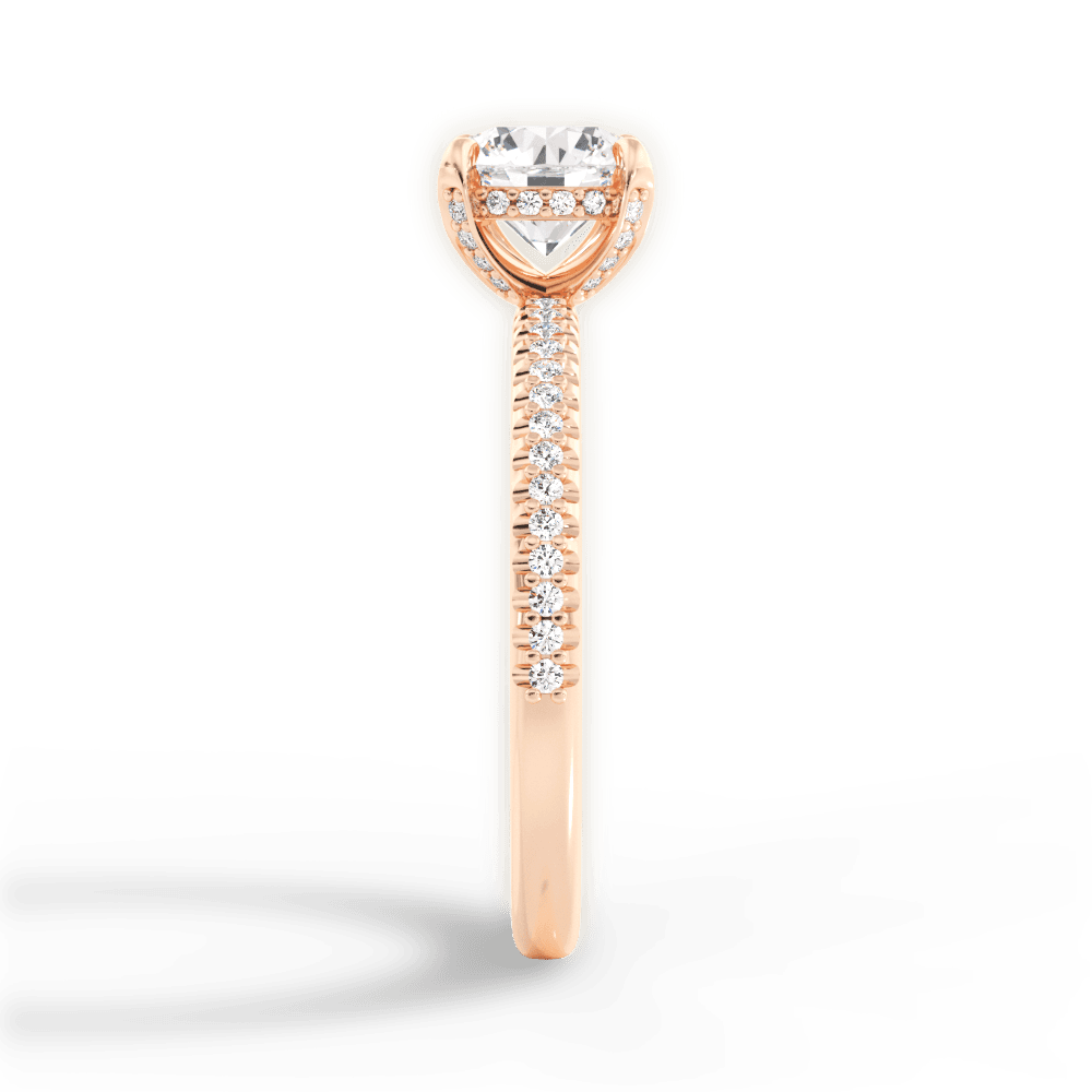 Helen Round Cut Lab Grown Diamond 18Kt Rose Gold Engagement Ring - View 4