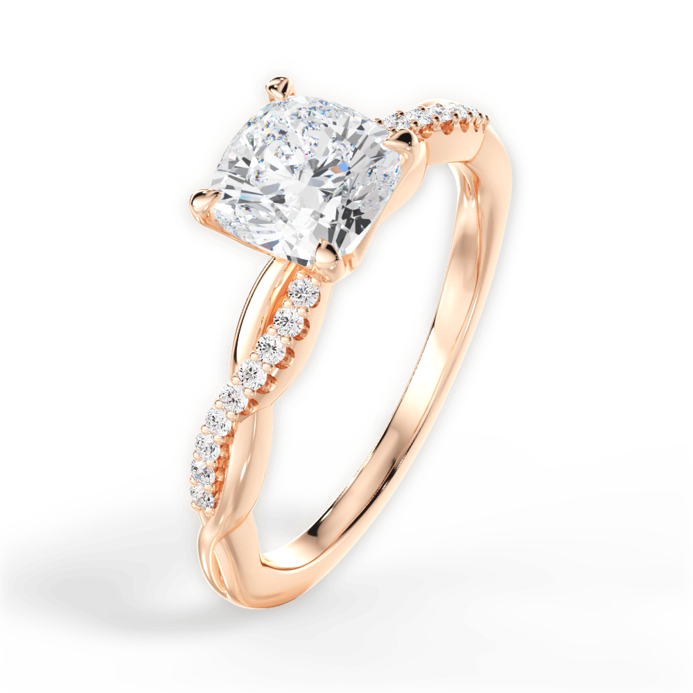 Charlotte Cushion Cut Lab Grown Diamond 18Kt Rose Gold Engagement Ring - View 2