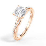Charlotte Cushion Cut Lab Grown Diamond 18Kt Rose Gold Engagement Ring - View 2