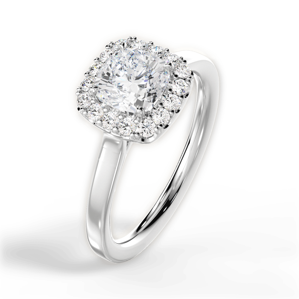 Fiona Cushion Cut Lab Grown Diamond 14Kt White Gold Engagement Ring - View 3