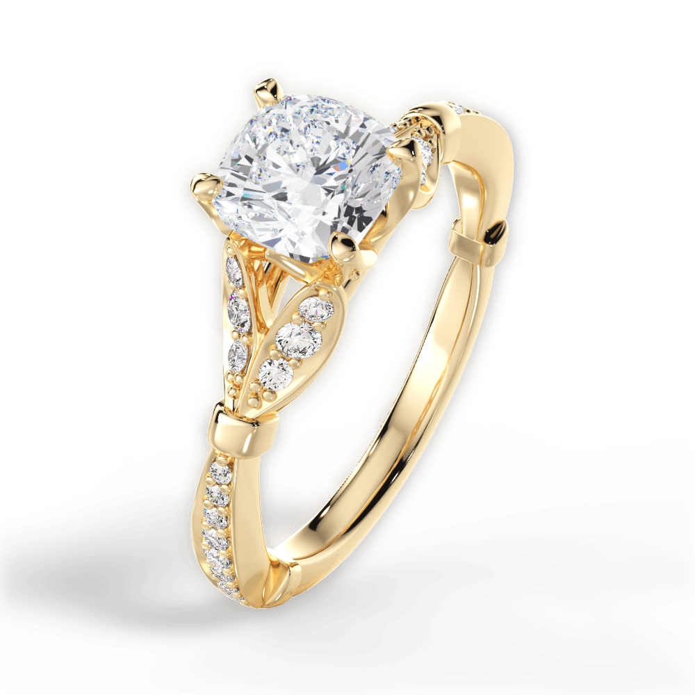 Geraldine Cushion Cut Lab Grown Diamond 18Kt Yellow Gold Engagement Ring - View 3
