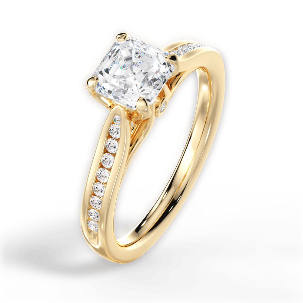 Elena Asscher Cut Lab Grown Diamond 18Kt Yellow Gold Engagement Ring - View 4