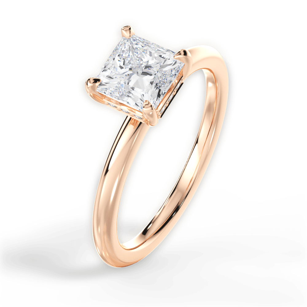 Brenda Princess Cut Lab Grown Diamond 18Kt Rose Gold Engagement Ring - View 2