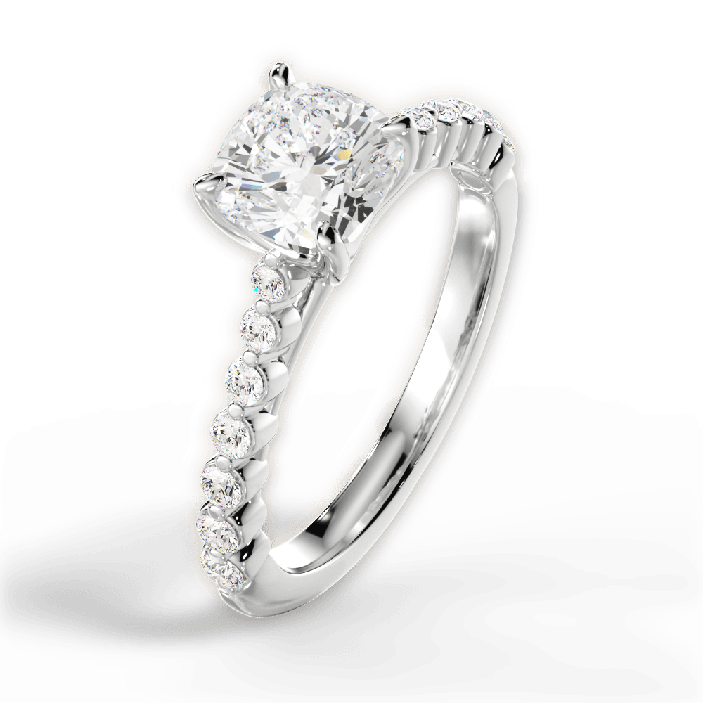 Dana Cushion Cut Lab Grown Diamond Platinum Engagement Ring - View 3