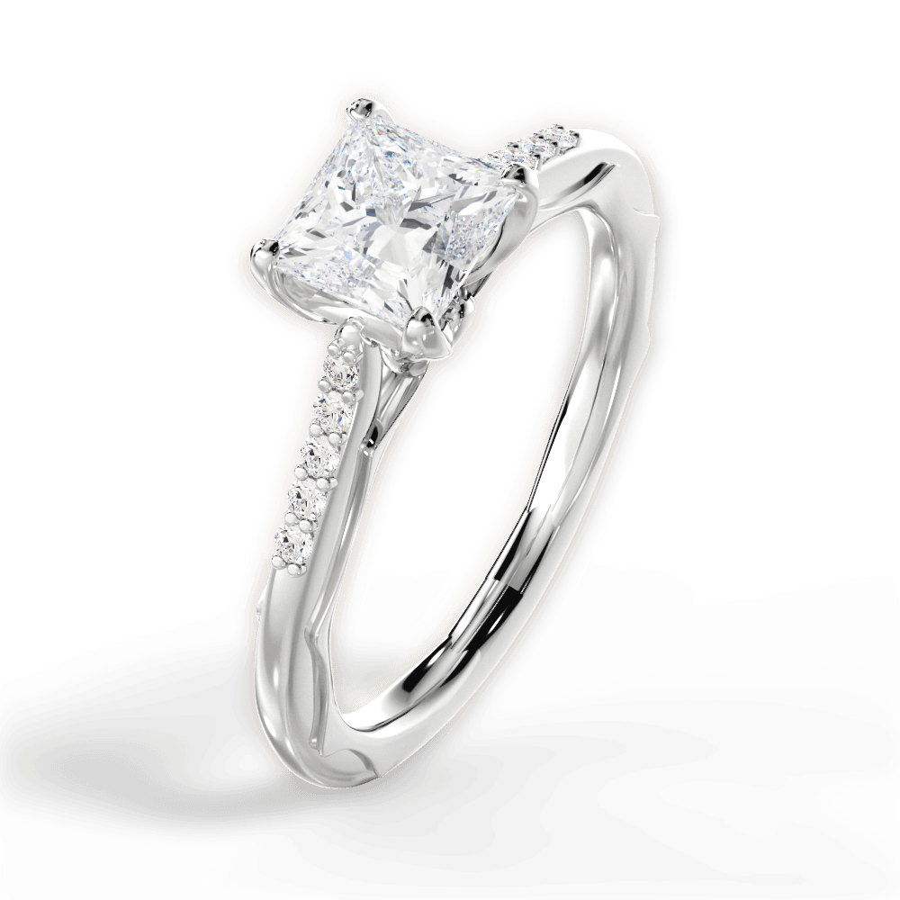 Christina Princess Cut Lab Grown Diamond 18Kt White Gold Engagement Ring - View 4