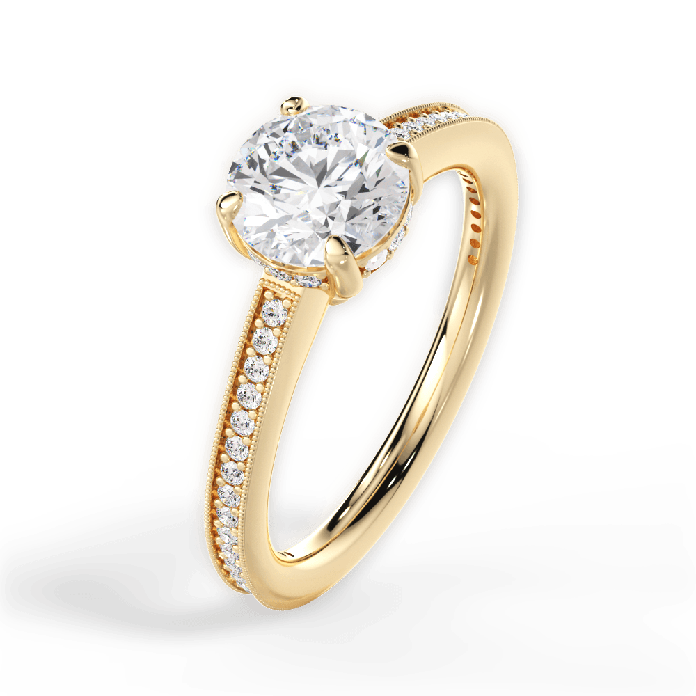 Janet Round Cut Lab Grown Diamond 18Kt Yellow Gold Engagement Ring - View 3