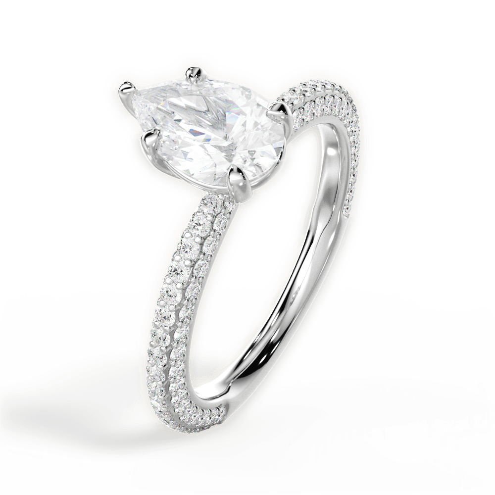 Kristen Pear Cut Lab Grown Diamond 14Kt White Gold Engagement Ring - View 4