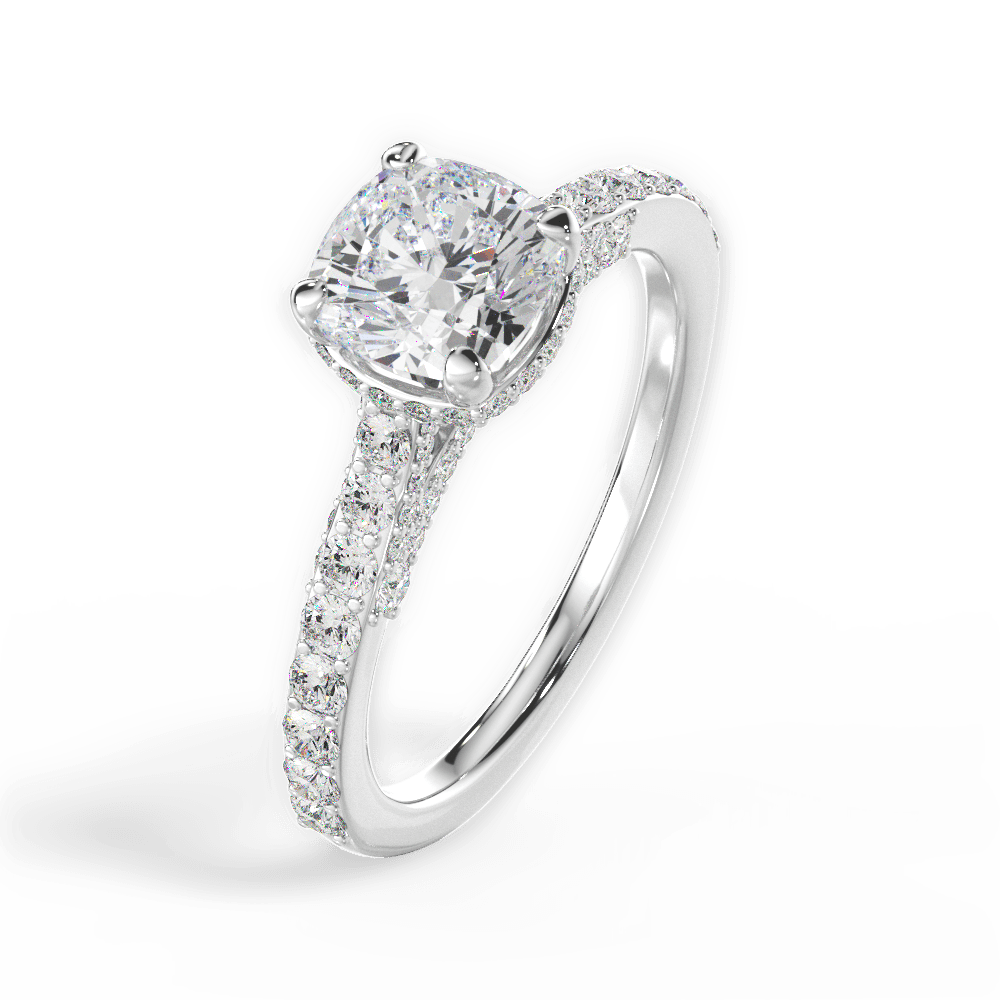 Laura Cushion Cut Lab Grown Diamond Platinum Engagement Ring - View 4
