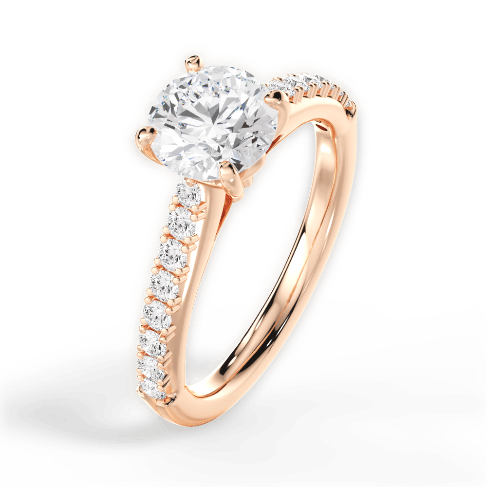 Elizabeth Round Cut Lab Grown Diamond 18Kt Rose Gold Engagement Ring - View 3