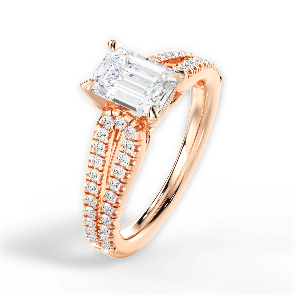Jessica Emerald Cut Lab Grown Diamond 18Kt Rose Gold Engagement Ring - View 3