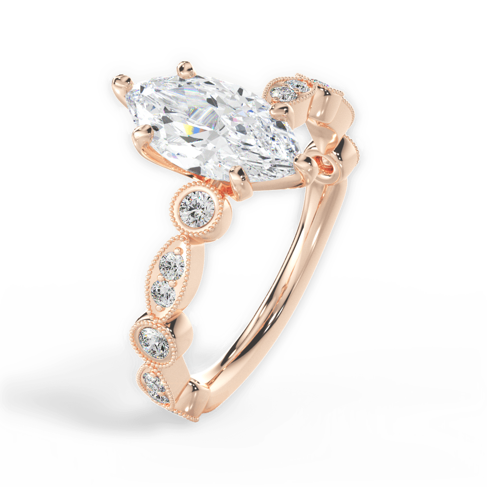 Edith Marquise Cut Lab Grown Diamond 18Kt Rose Gold Engagement Ring - View 4