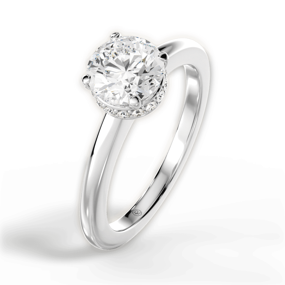 Brianna Round Cut Lab Grown Diamond 18Kt White Gold Engagement Ring - View 3