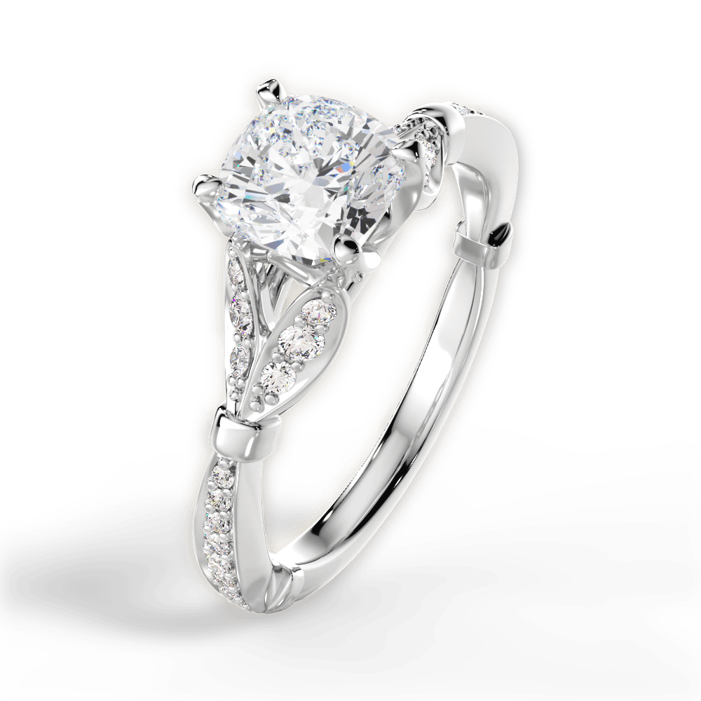 Geraldine Cushion Cut Lab Grown Diamond 14Kt White Gold Engagement Ring - View 2