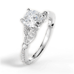 Geraldine Cushion Cut Lab Grown Diamond Platinum Engagement Ring - View 2