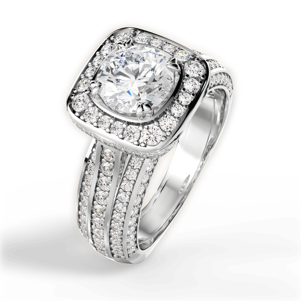 Madison Round Cut Lab Grown Diamond Platinum Engagement Ring - View 4