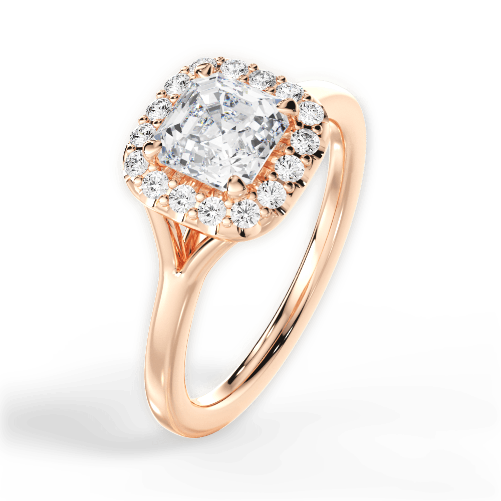 Geneva Asscher Cut Lab Grown Diamond 18Kt Rose Gold Engagement Ring - View 3