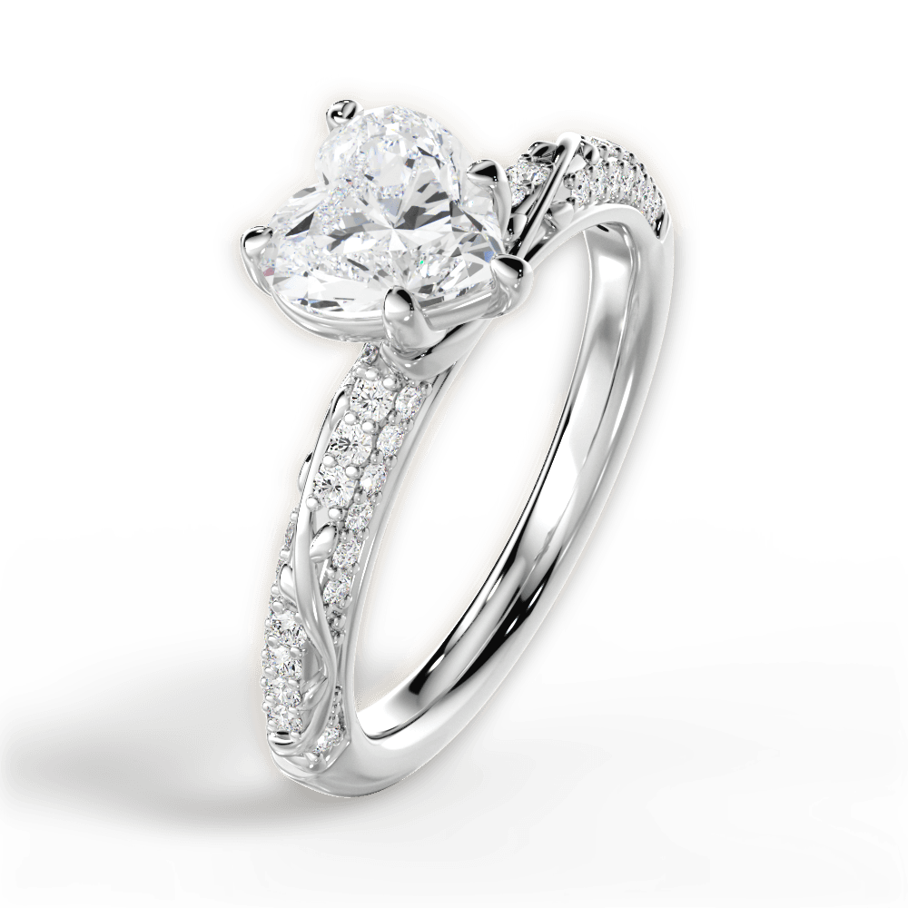 Gloria Heart Cut Lab Grown Diamond 18Kt White Gold Engagement Ring - View 4