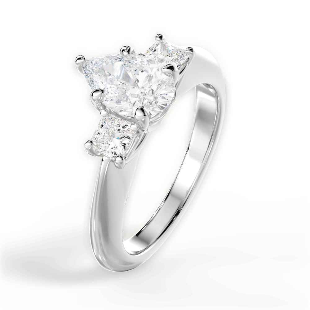 Dorothy Pear Cut Lab Grown Diamond 18Kt White Gold Engagement Ring - View 3
