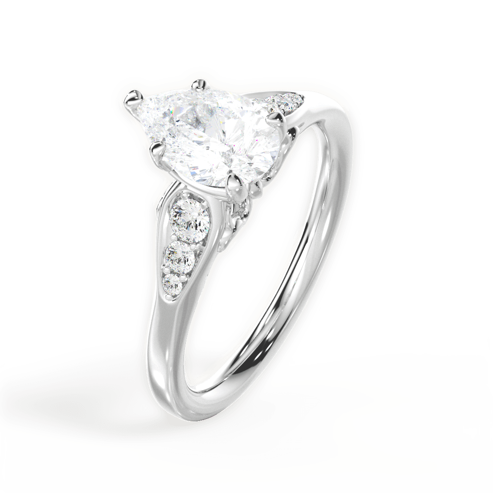 Cecilia Pear Cut Lab Grown Diamond 14Kt White Gold Engagement Ring - View 2