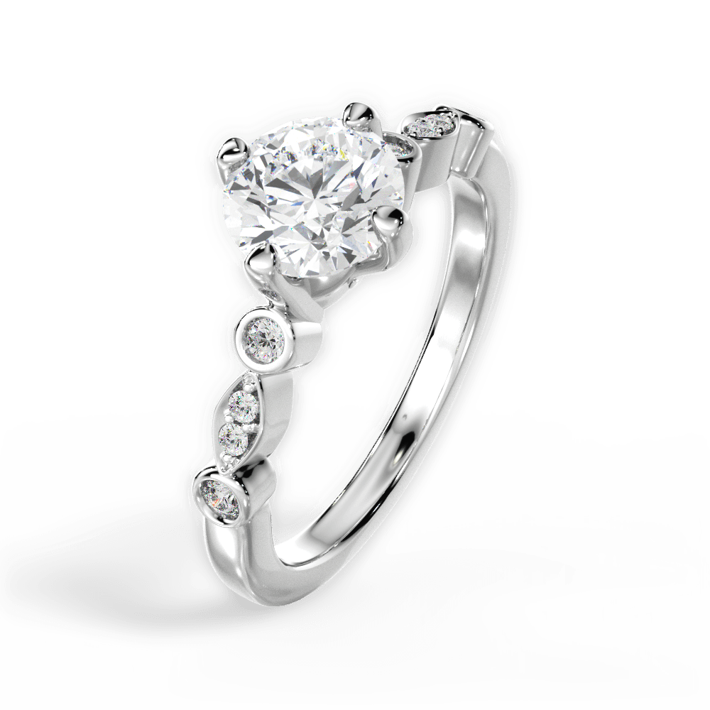Catherine Round Cut Lab Grown Diamond 18Kt White Gold Engagement Ring - View 3