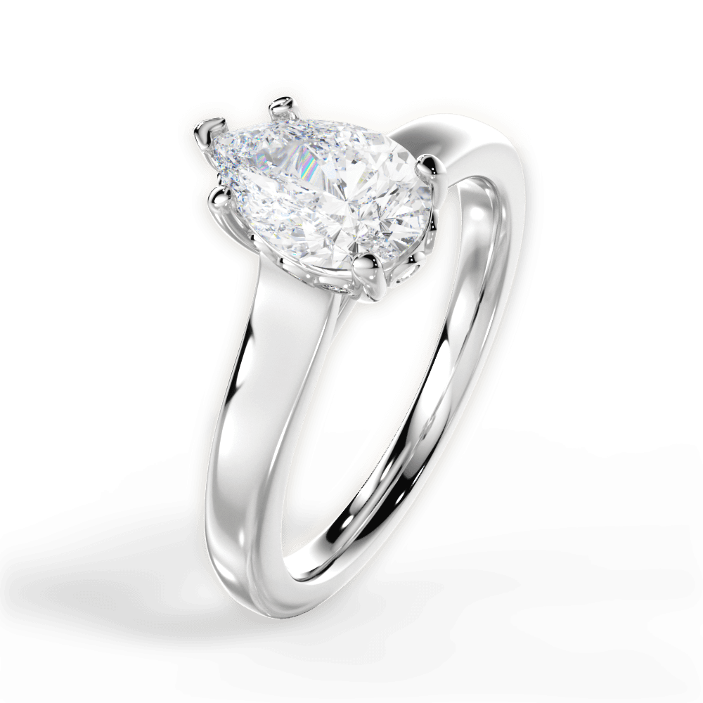 Carol Pear Cut Lab Grown Diamond 14Kt White Gold Engagement Ring - View 3