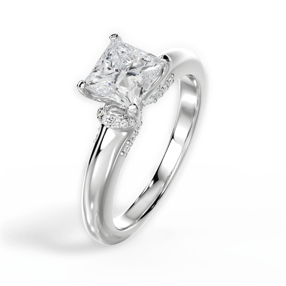 Florence Princess Cut Lab Grown Diamond 18Kt White Gold Engagement Ring - View 3