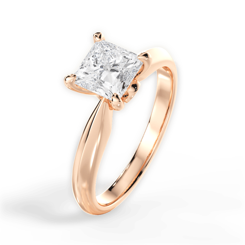 Diana Princess Cut Lab Grown Diamond 18Kt Rose Gold Engagement Ring - View 4