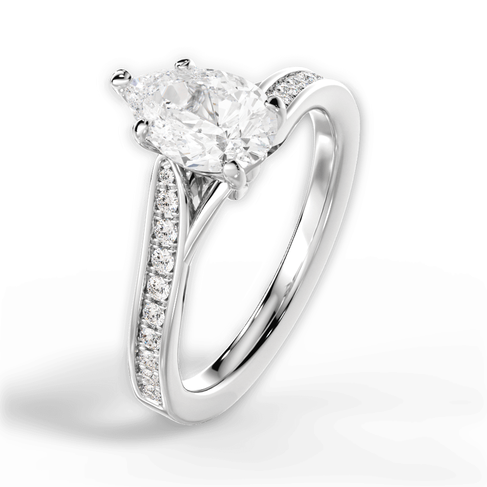 Elise Pear Cut Lab Grown Diamond Platinum Engagement Ring - View 2