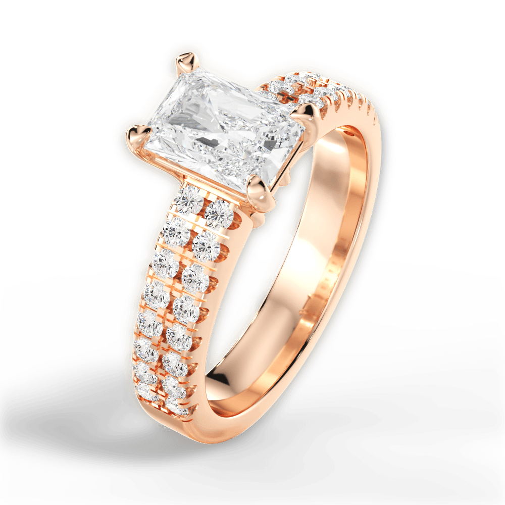 Kayla Radiant Cut Lab Grown Diamond 18Kt Rose Gold Engagement Ring - View 4